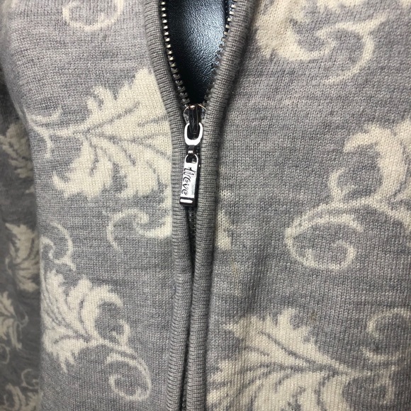 Neve Womens Grey White Winter Pattern Wool Zip Up - Picture 4 of 6
